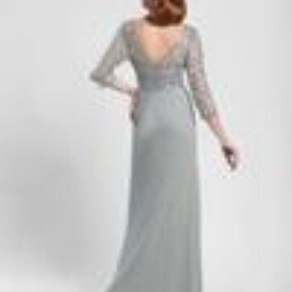 Sue Wong Platinum Silver Sequin Maxi Gown size 2 - Picture 2 of 11